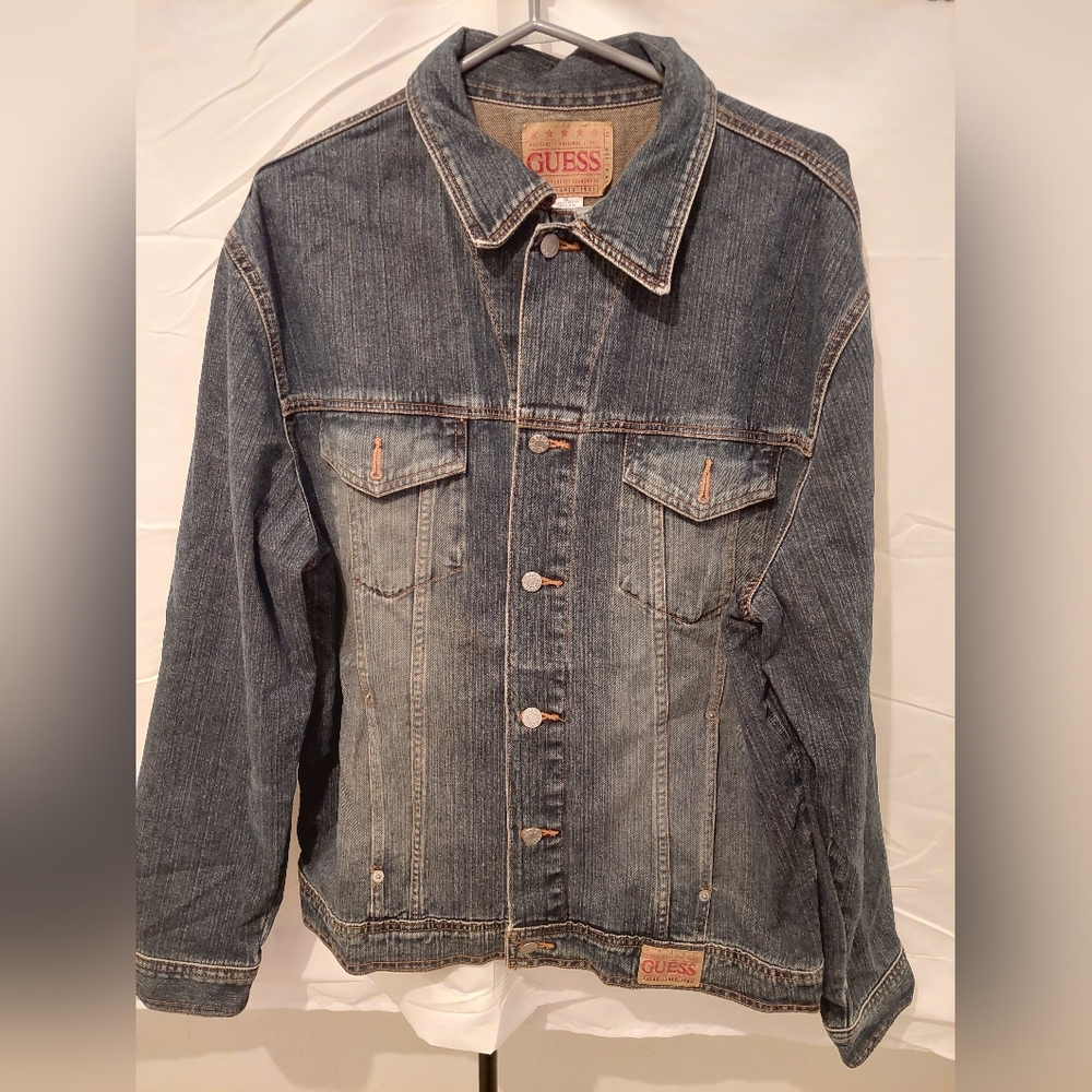 Guess Men's XL Button Up Stonewash Jean  Jacket